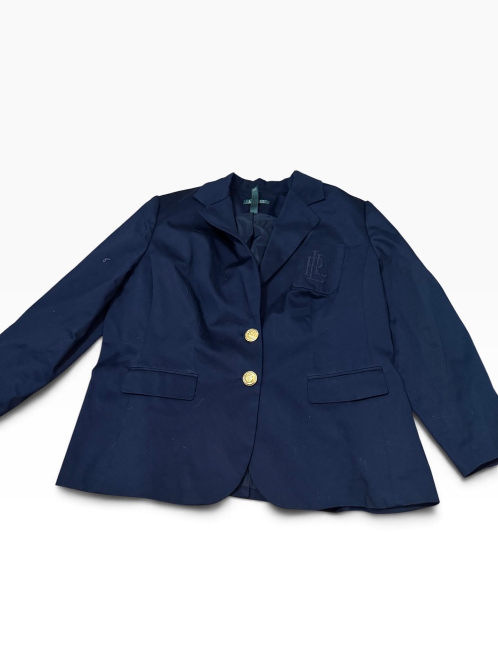 Ralph Lauren Navy Monogram Nautical Blazer jacket size 18W Cotton